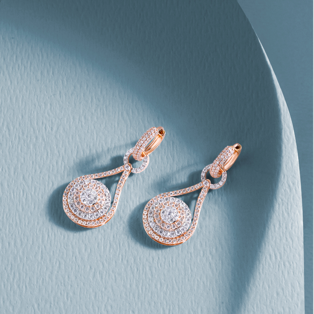 Elegant Rose Gold Diamond Drop Earrings