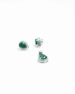 Silver Emerald Drops Necklace Set